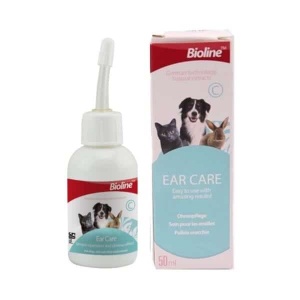 ביוליין, טיפות אוזניים 50 מ"ל מתאים לכלבים, חתולים ומכרסמים.